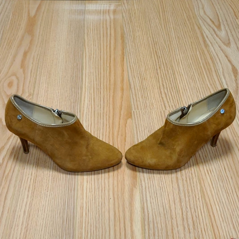 Suede Camel colored Calvin Klein Ankle Booties